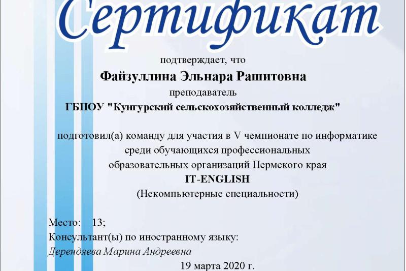 V чемпионат по информационным технологиям IT-ENGLISH