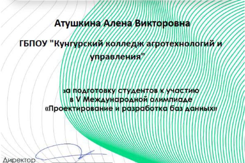 V Международная дистанционная олимпиада «Проектирование и разработка баз данных» для студентов профессиональных образовательных организаций по специальностям укрупненной группы 09.00.00 «Информатика и вычислительная техника»