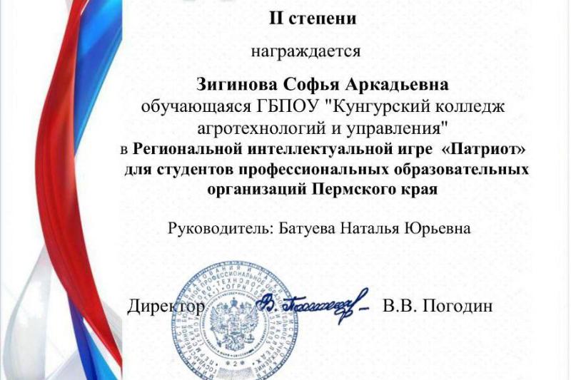 Региональная интеллектуальная игра «Патриот»