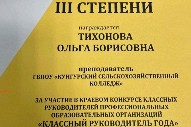 Краевой конкурс классных руководителей профессиональных образовательных организаций «Классный руководитель года»